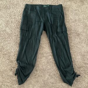 LAUREN Ralph Lauren Cargo Pants with Drawstring Hem Size 12 Black